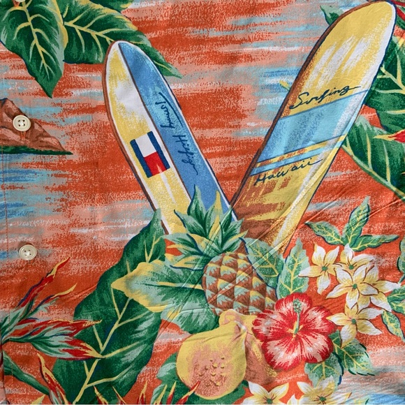 TOMMY HILFIGER HAWAIIAN TROPICAL SHIRT / VINTAGE / COTTON / XL / SHORT SLEEVE - Picture 6 of 9